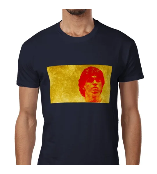 Diego Maradona-inspired retro football T-shirt in navy blue for fans