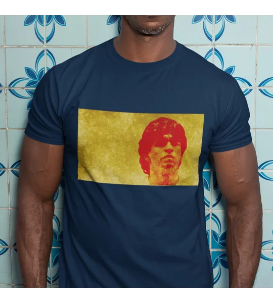 Boca Juniors-inspired Diego Maradona navy blue football T-shirt with full-colour art