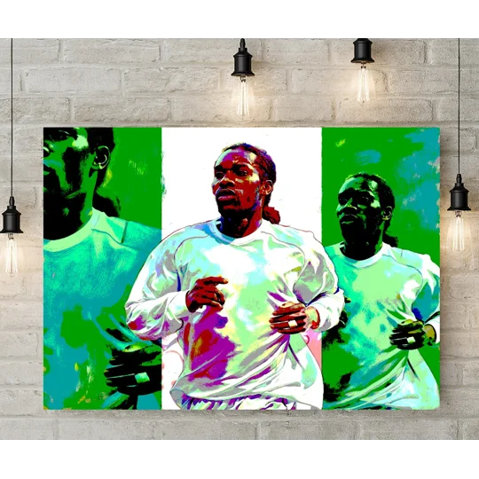 Colourful Bolton football pop-art canvas wall art inspired by Jay-Jay Okocha’s time at Bolton Wanderers