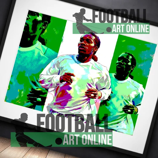 Jay-Jay Okocha Bolton inspired abstract football art print in A4 or A3 with white mount