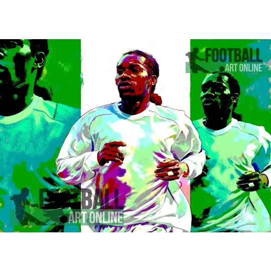 Abstract Bolton Wanderers-inspired football artwork celebrating Jay-Jay Okocha