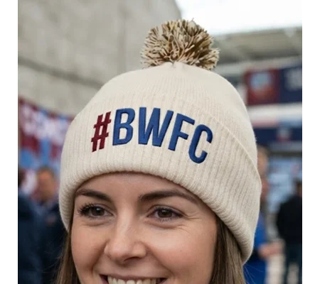 Bolton-Inspired Hashtag Embroidered Retro-Style Football Fan Bobble Hat