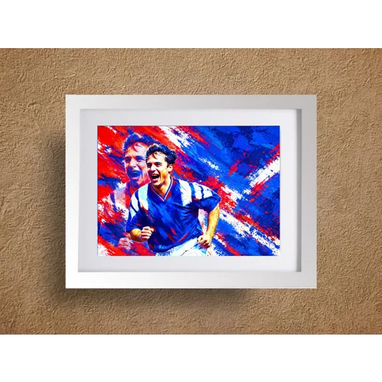 Ally McCoist Rangers-inspired tribute framed print in silver frame with white mount