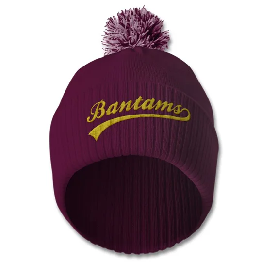 Bradford-inspired embroidered retro-style football bobble hat