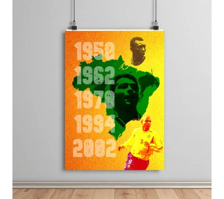 Brazil-Inspired World Cup Legends Tribute Art Poster