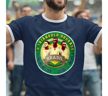 Brazil Golden Triangle-Inspired Retro Football T-Shirt – Blue