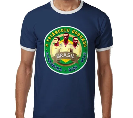 Brazil Golden Triangle Retro Football Blue T-shirt