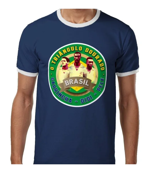 Brazil Golden Triangle Retro Football Blue T-shirt