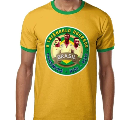 Brazil Golden Triangle Retro Football T-shirt