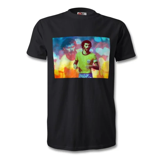 Black Brazil 82 shirt inspired by Socrates and the classic 1982 Brazil football era