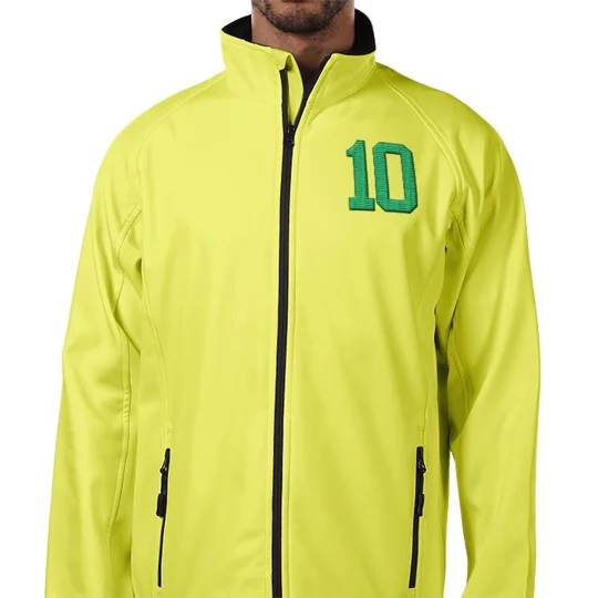 Brasil-inspired black softshell football jacket with zipped pockets