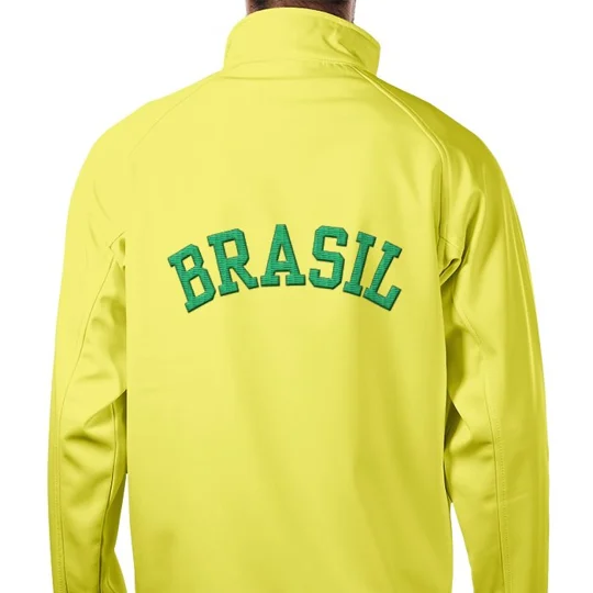 Brazil-inspired Brasil embroidered football softshell jacket
