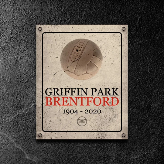 Griffin Park vintage-style metal wall sign, Brentford-inspired football gift