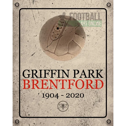 Vintage football wall sign celebrating Griffin Park, Brentford-inspired gift idea