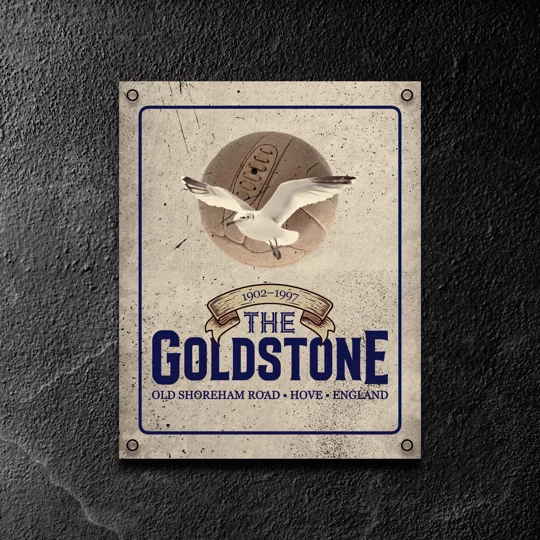 Brighton-inspired Goldstone Ground retro metal wall sign for football fans