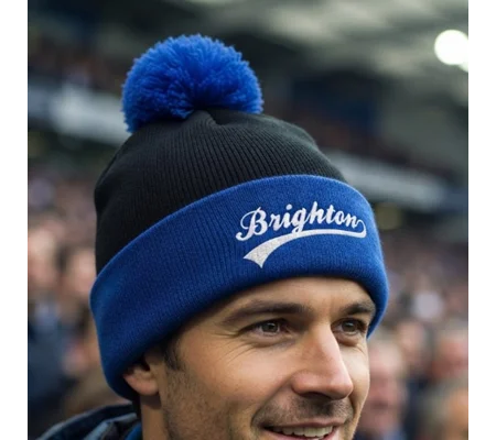 Brighton-Inspired Vintage-Style Bobble Hat | Retro Football Beanie