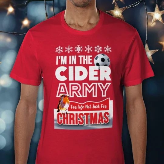 Cider Army-inspired Bristol football Christmas tee showing vibrant full-colour fan artwork
