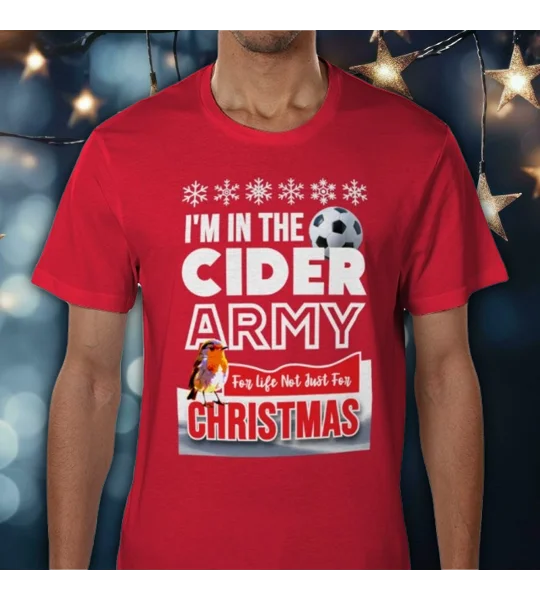 Cider Army-inspired Bristol football Christmas tee showing vibrant full-colour fan artwork