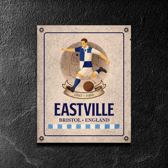 Retro Eastville football ground metal wall sign Bristol-inspired décor
