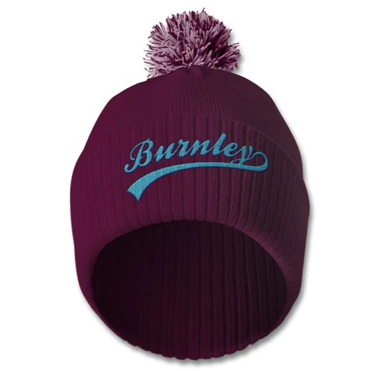Burnley-inspired retro-style embroidered football bobble hat by Football Art Online