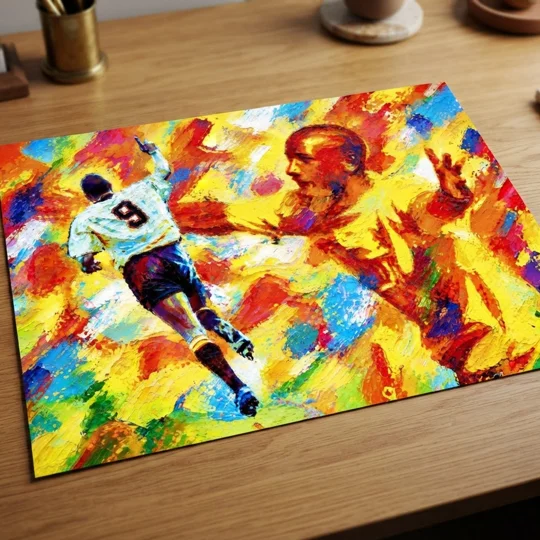 Cambridge United-inspired Dion Dublin retro digital art print with distinctive abstract artwork