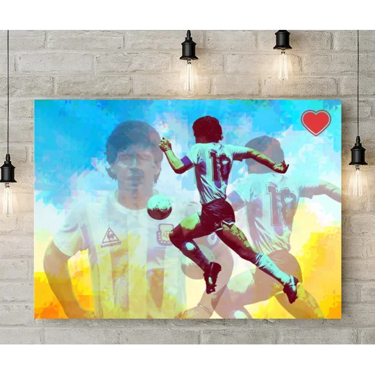 Diego Maradona legendary Argentina football artwork on gallery wrapped canvas