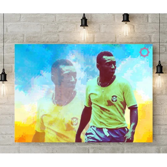 Brazil Football Legend Pelé-Inspired Retro Pop Art Canvas Wall Decor – Football Gift for Fans