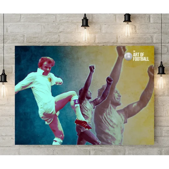 Retro Leeds football tribute canvas inspired by Billy Bremner, featuring vibrant pop-art artwork for football fans.