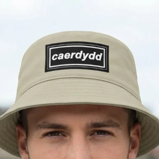 Cardiff Caerdydd retro 90s-inspired sand bucket hat with full-colour printed football design