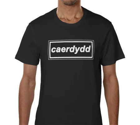 Cardiff Caerdydd Retro 90s Style T-Shirt Black