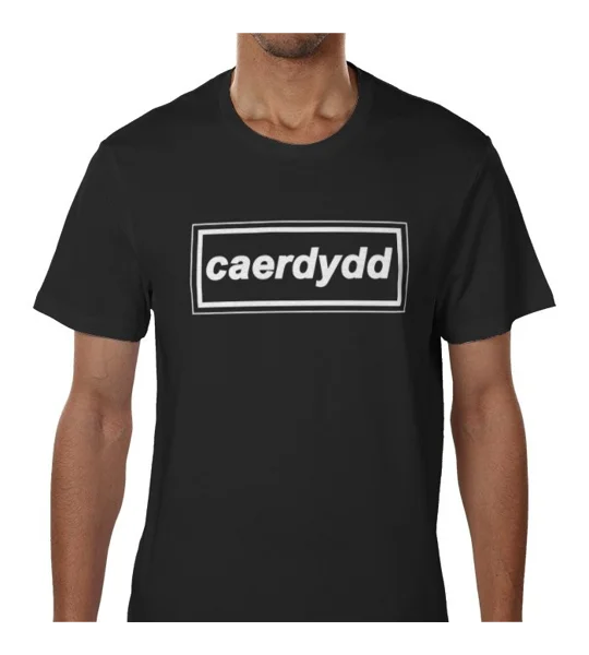 Cardiff Caerdydd Retro 90s Style T-Shirt Black