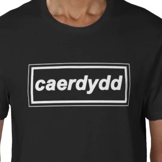 Cardiff Caerdydd Retro 90s Style T-Shirt Black