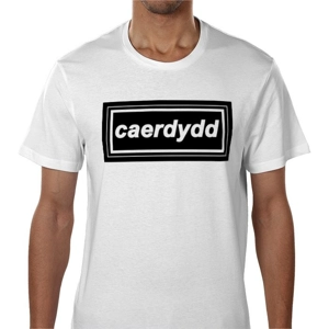 Cardiff Caerdydd Retro 90s Style T-Shirt White