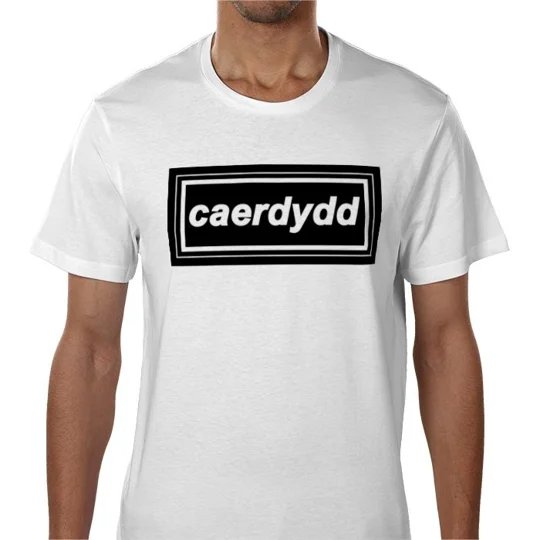 Cardiff Caerdydd Retro 90s Style T-Shirt White