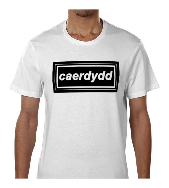 Cardiff Caerdydd Retro 90s Style T-Shirt White