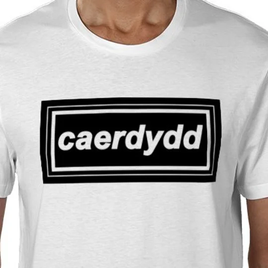 Cardiff Caerdydd Retro 90s Style T-Shirt White