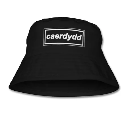 Cardiff Caerdydd Retro 90s Style Bucket Hat Black