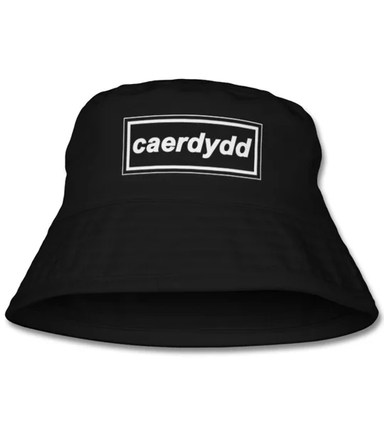 Cardiff Caerdydd Retro 90s Style Bucket Hat Black