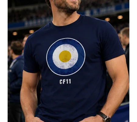 Cardiff CF11 Mod-InspiredTarget Retro Style Blue T-Shirt