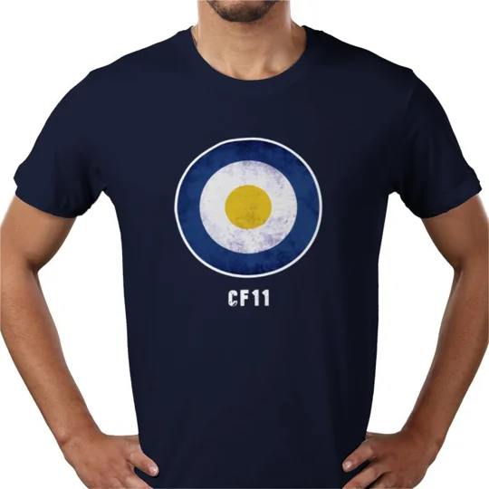 Cardiff CF11 Mod-InspiredTarget Retro Style Blue T-Shirt