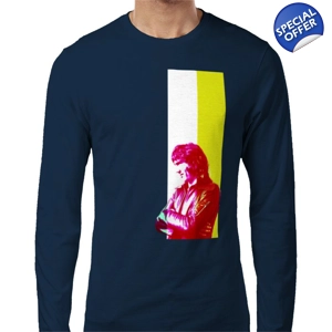 Cardiff Legend Robin Friday Iconic Long-sleeved T-shirt Blue