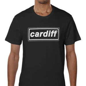 Cardiff Retro 90s Style T-Shirt Black