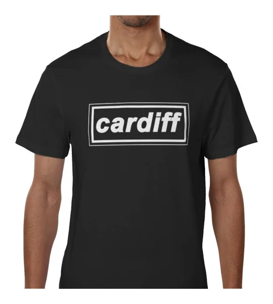 Cardiff Retro 90s Style T-Shirt Black