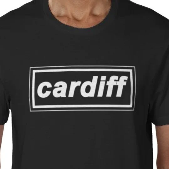 Cardiff Retro 90s Style T-Shirt Black