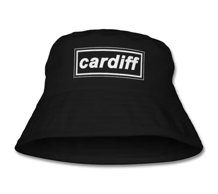 Cardiff Retro 90s Style Bucket Hat Black