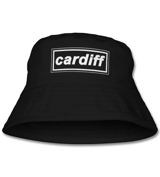 Cardiff Retro 90s Style Bucket Hat Black