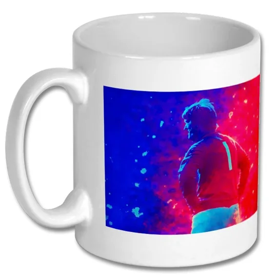 White 10oz Carlisle football mug featuring an Allan Ross-Inspired tribute artwork with glossy photo-quality finish