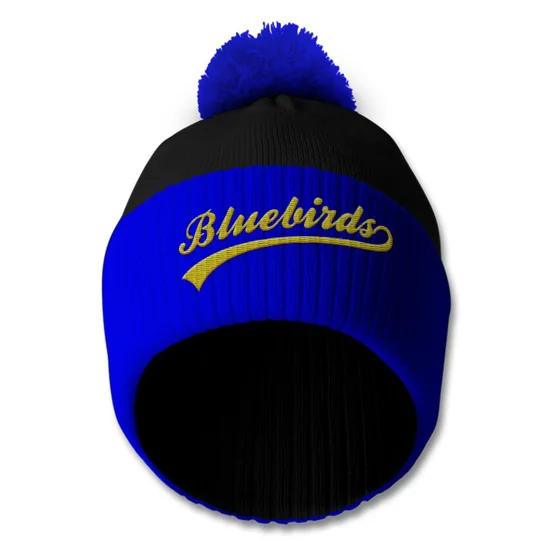 Cardiff Bluebirds-inspired retro-style embroidered football bobble hat by Football Art Online