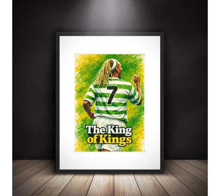 Celtic Henrik Larsson The King of Kings Framed Art Print | Football Wall Art Tribute