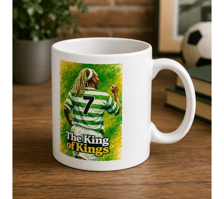 Celtic Henrik Larsson The King of Kings Football Art Mug | Soccer Gift